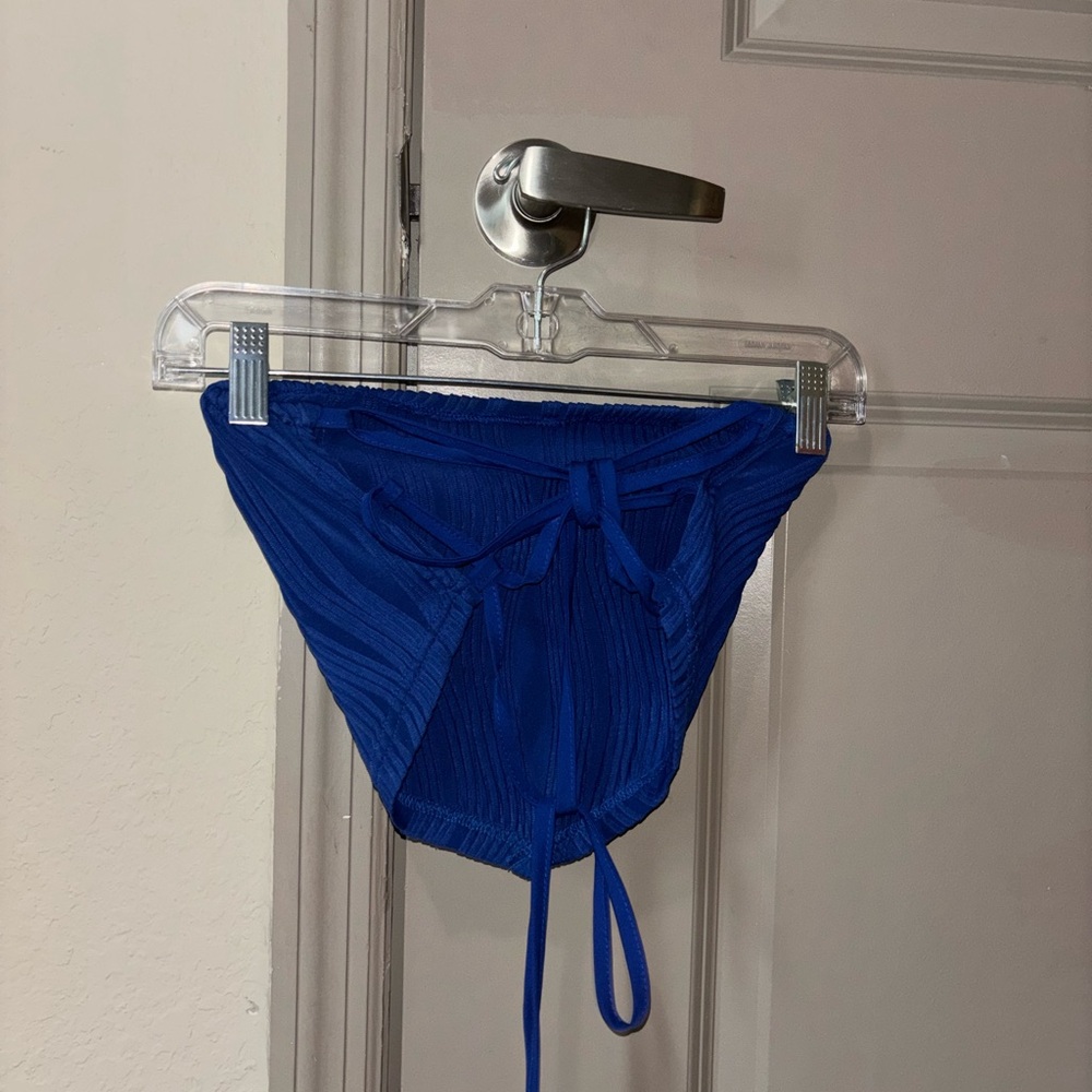 Blue Ribbed Tube Top - Picture 2 of 4